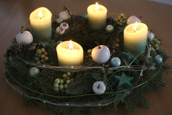 wreath with decoration and candles