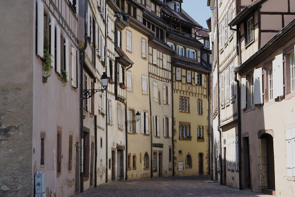 small street with half-timbered houses