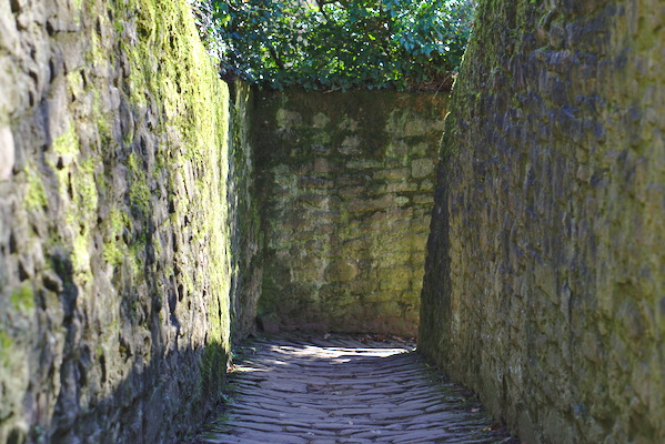 narrow path with walls on both sides