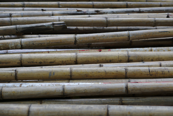 detail of a large pile of bamboo sticks