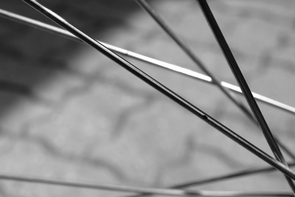 detail of bike spokes in black and white