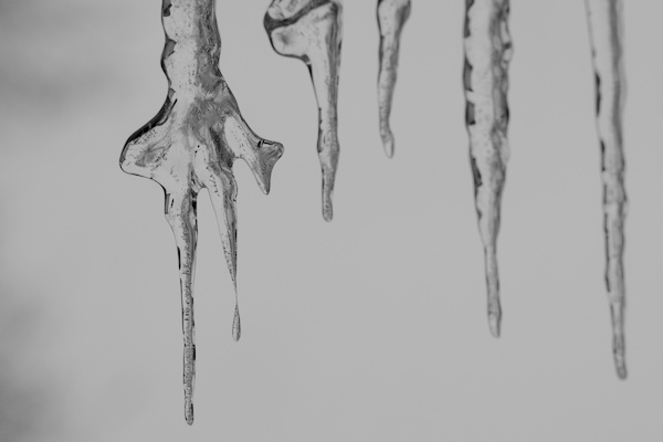 five icicles of different shapes (black/white)