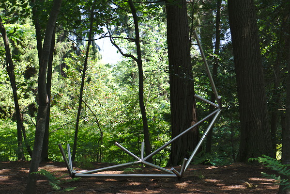 metal sculpture with three triangles and a few more half edges of an icosahedron
