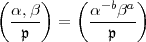 (a, b)   (a  -bba)
 ----  =   ------
   p          p
