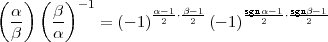 (  ) (   )-1
  a-   b-    = (- 1)a-21.b-21 (- 1)sgna2-1.sgnb2-1
  b    a
