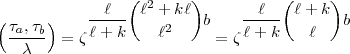              l  (l2 + kl)        l  (l+  k)
(ta,tb)     -----    2    b    -----       b
 -----  = z l+ k    l      =  zl+ k    l
   c  