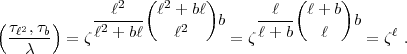                l2  (l2 + bl)        l  (l+  b)
(t 2,tb)     2------   2    b    -----       b
  -l---- = z l + bl    l      = zl+ b    l     = zl .
    c  