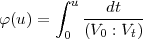         integral  u  dt
f(u) =     --------
        0  (V0 : Vt)
