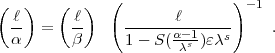 (  )    (  )  (              ) -1
  l- =   l-     ------l-------    .
  a      b      1-  S(a-c1s )ecs
     